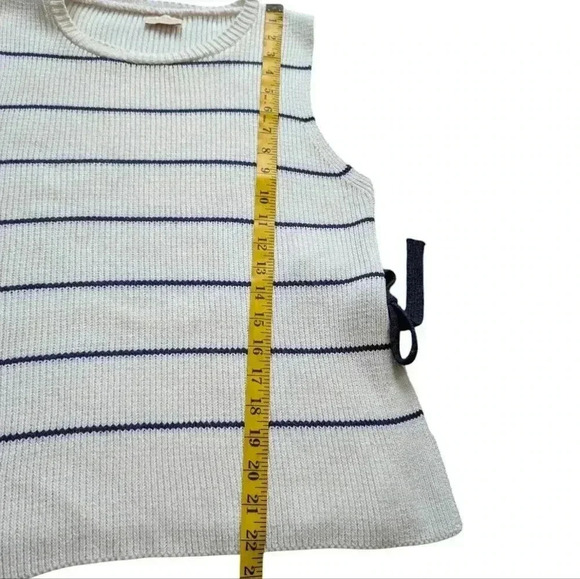 Mus & Bombon Side Tie Stripe Knit Vest Sweater White Navy Women's size Large - Picture 13 of 13